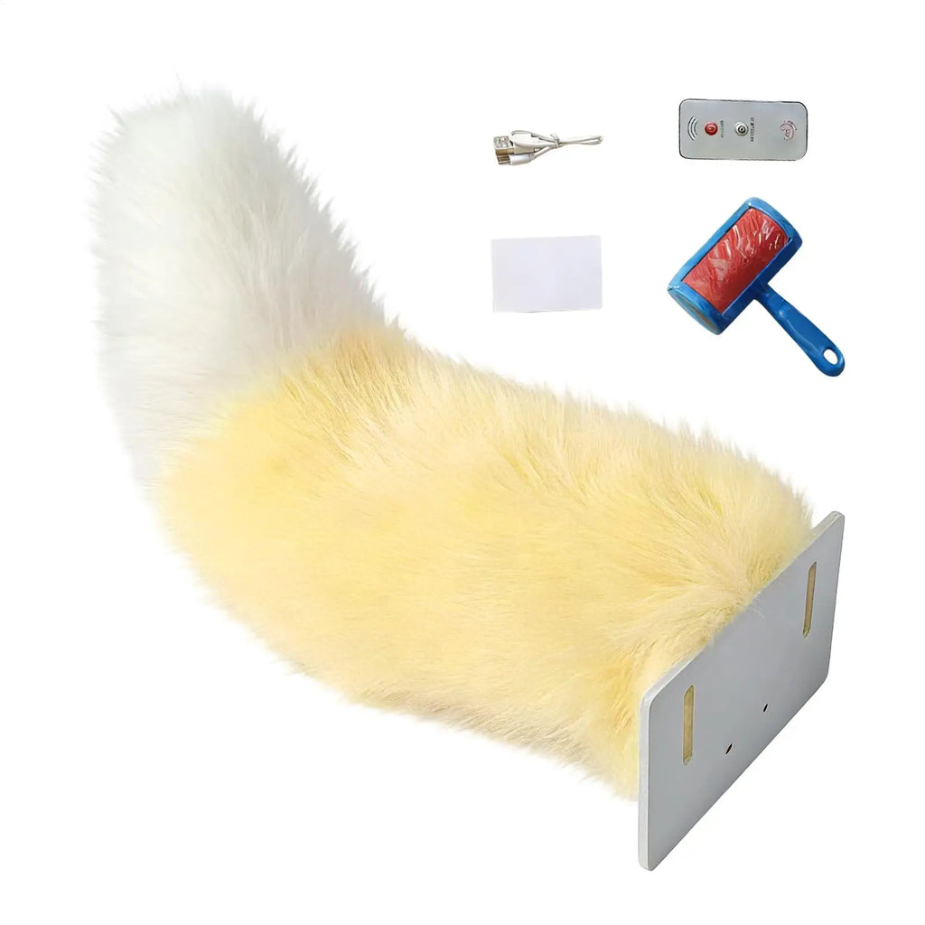 Remote Control Electric Wagging Fox Tail for Scooter Plush Faux Fur Car Rear Decoration Moving Animal Tail Accessory