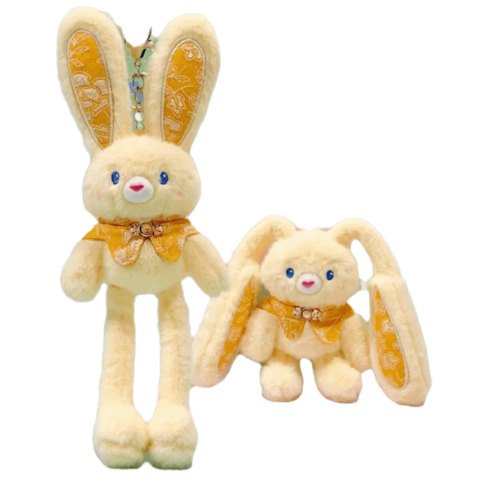 Soft Stuffed Stuffed Bunny Keychain 30cm Size Kawaii Style Ear Pulling Rabbit Creative Design Children Gits Schoolbag Pendant
