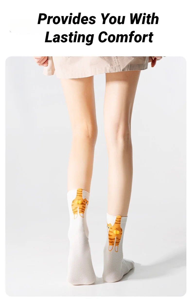 3D Cute Cat Socks Black/White Funny Cat Socks Breathable Soft Girl Women Novelty Stocking Kawaii Gift Sock Set