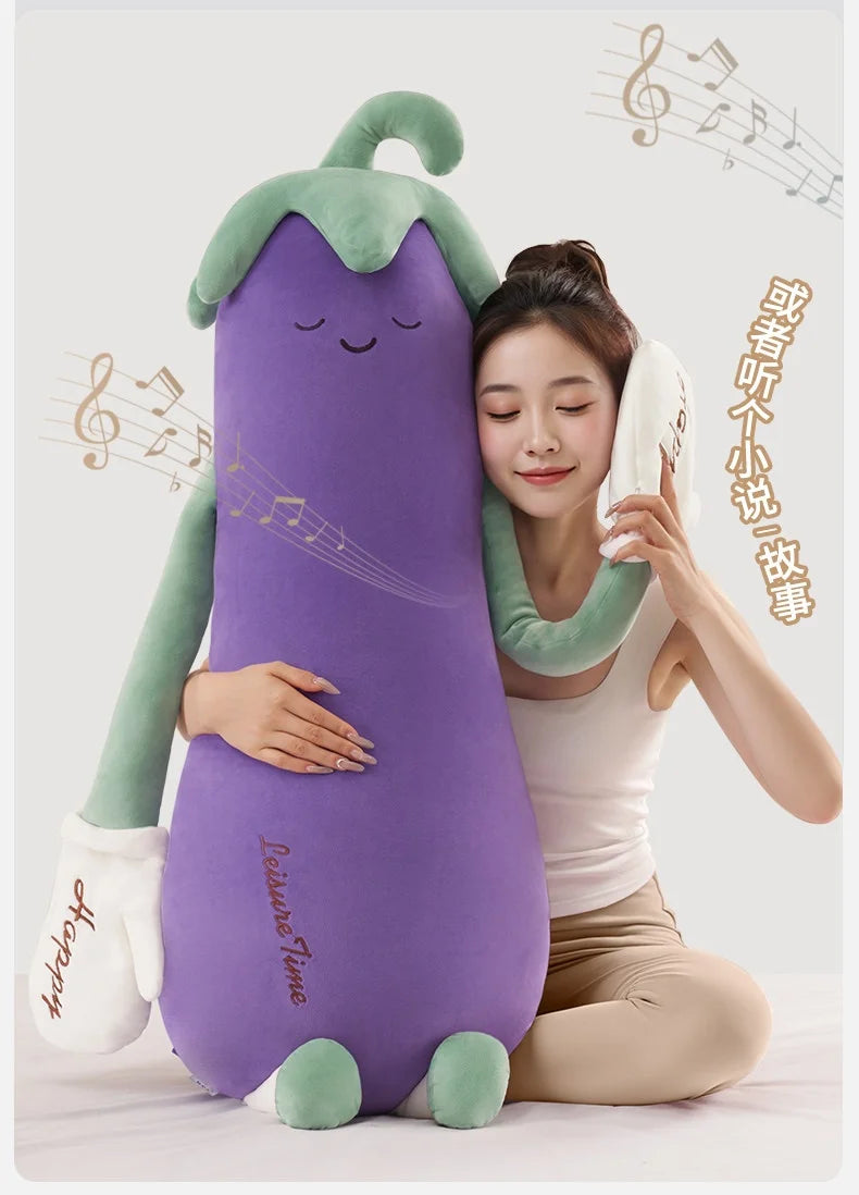 Zhimengren Eggplant Sleep Pillow Bluetooth Music Remote Control Adjustable Patting Plush Toy For Adults Pregnant Women Girls