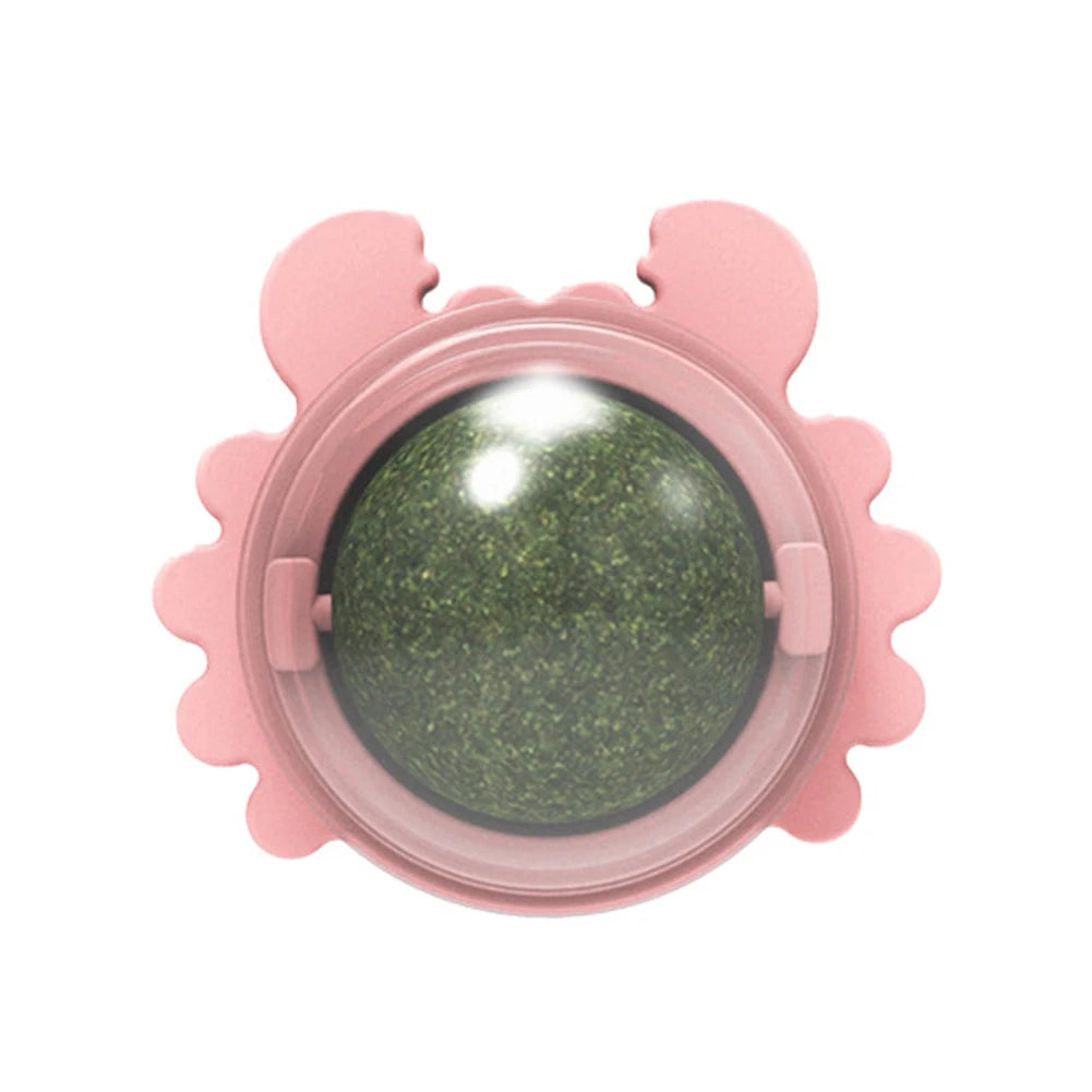 Crab Shaped Edible Toys Catnip Balls Treats Rotatable Indoor Cat Snack Ball Playing Healthy Stick On Roller Safe Pet Accessories