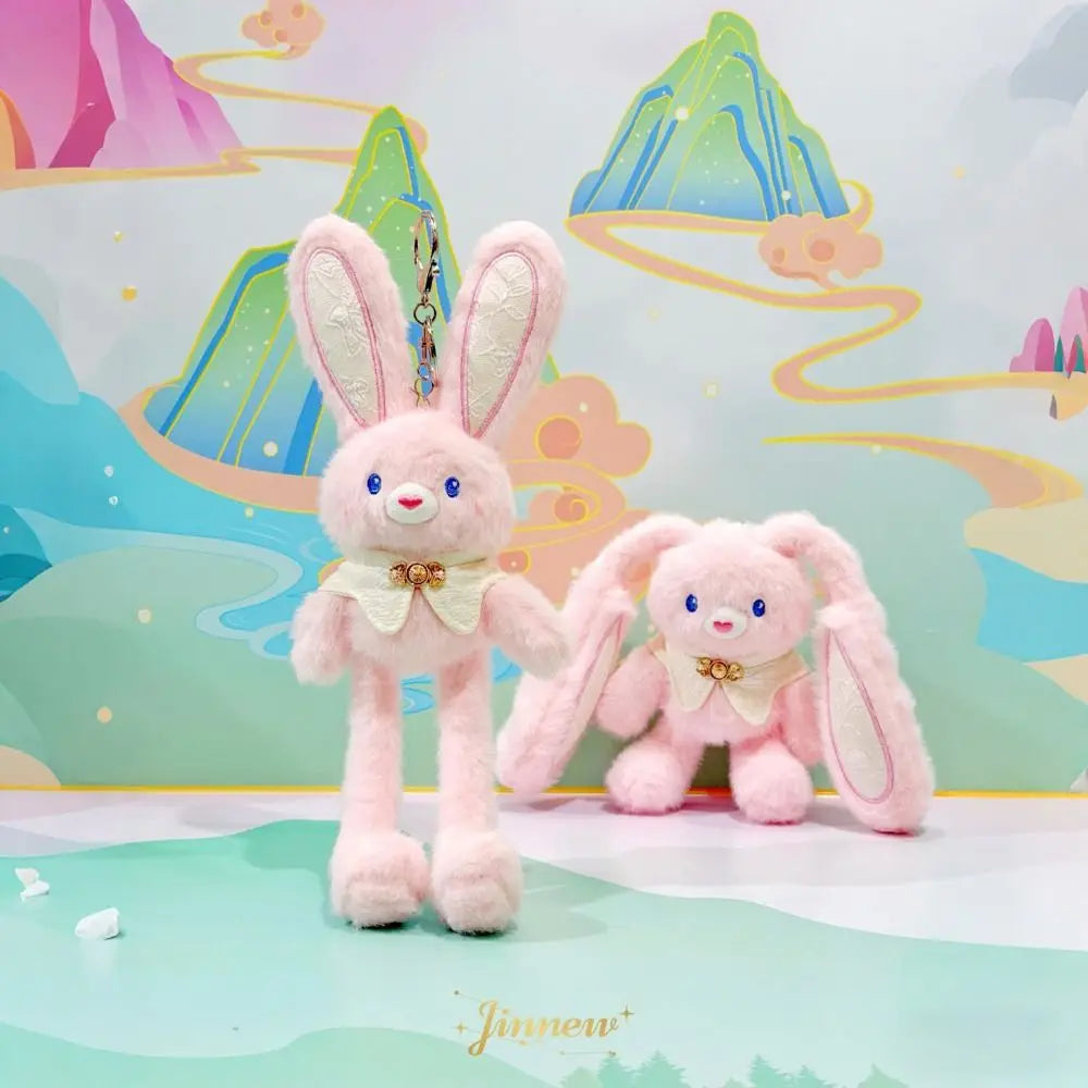 Soft Stuffed Stuffed Bunny Keychain 30cm Size Kawaii Style Ear Pulling Rabbit Creative Design Children Gits Schoolbag Pendant