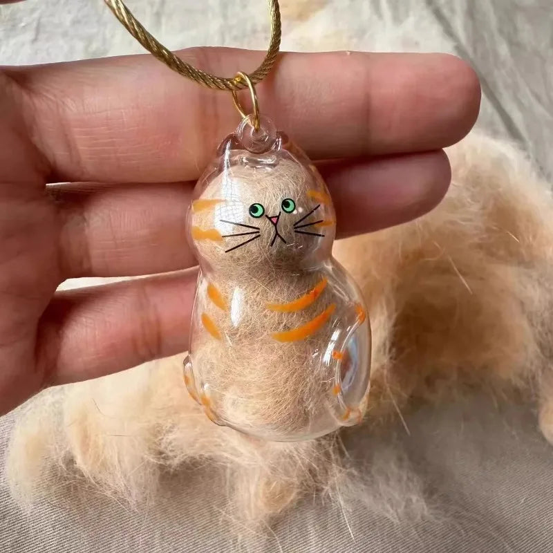 Cat Fur Memorial Charm Resin Keepsake Capsule for Pet Hair Portable Keychain Pendant for Hair Rainbow Bridge Pendant