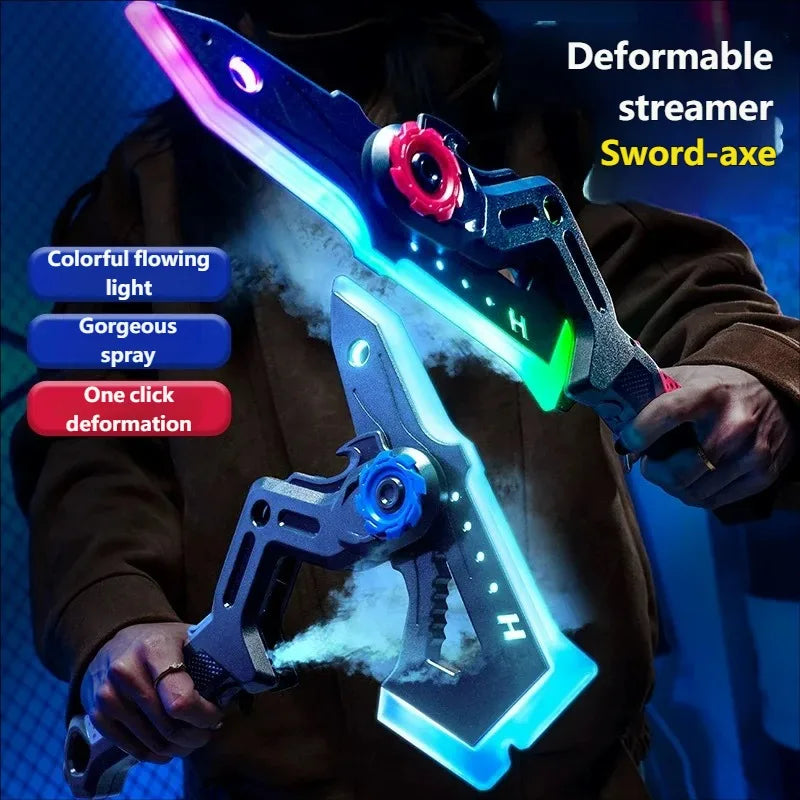 Outdoor Toy Bright Sword Axe Multi-Color Flash LED Light Streamer Cosplay Sword Toy Party Family Interactive Toy For Kids Adult