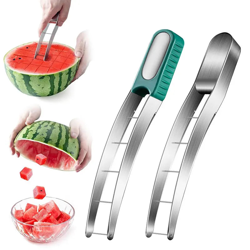 Watermelon Cutter Slicer Stainless Steel Watermelon Cube Cutter Safe Watermelon Fruit Knives Melon Cutter for Kitchen Gadget