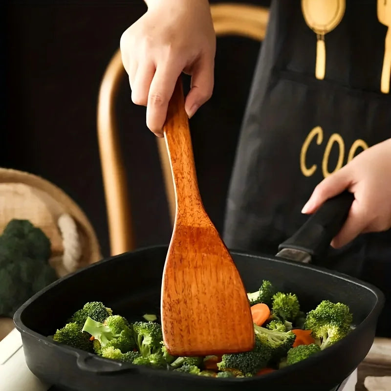 KEMORELA 4PCS Kitchen Utensil Set Kitchen Cooking Tools Wood Shovel Scoop Nonstick Cooking Food Shovel Spatula Spoon Food Shovel