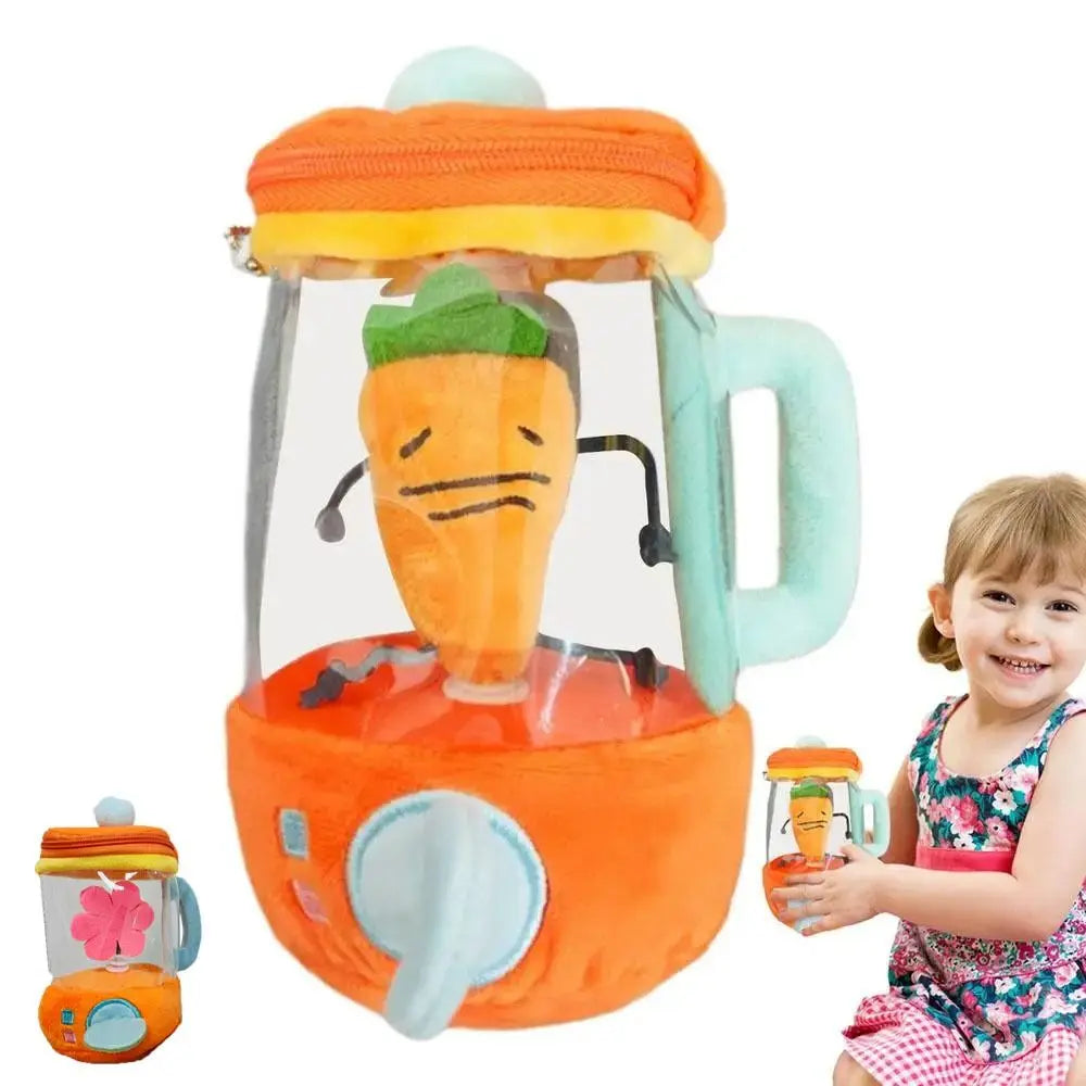 Cartoon Funny Carrot Juicer Plush Toy Drawstring Rotating Bag Pendants Stuffed Plush Toys Carrot/Flower Blender Toy