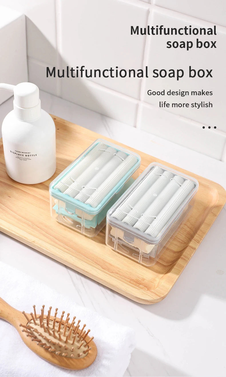 New Usage Roller Type Soap Dish Holder For Bathroom Toliet Soap Box Plastic Storage Container With Drain Water Bathroom Gadgets