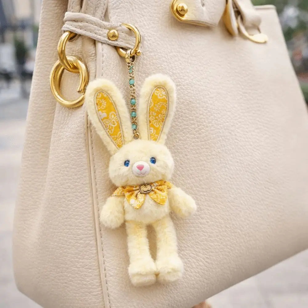 Soft Stuffed Stuffed Bunny Keychain 30cm Size Kawaii Style Ear Pulling Rabbit Creative Design Children Gits Schoolbag Pendant