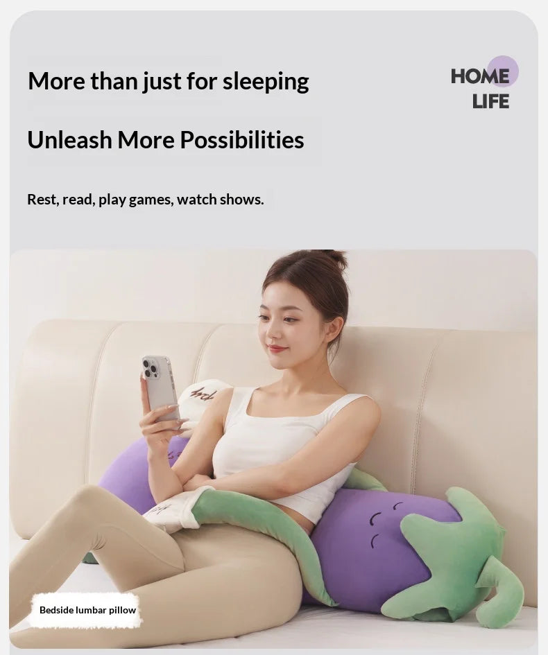 Zhimengren Eggplant Sleep Pillow Bluetooth Music Remote Control Adjustable Patting Plush Toy For Adults Pregnant Women Girls