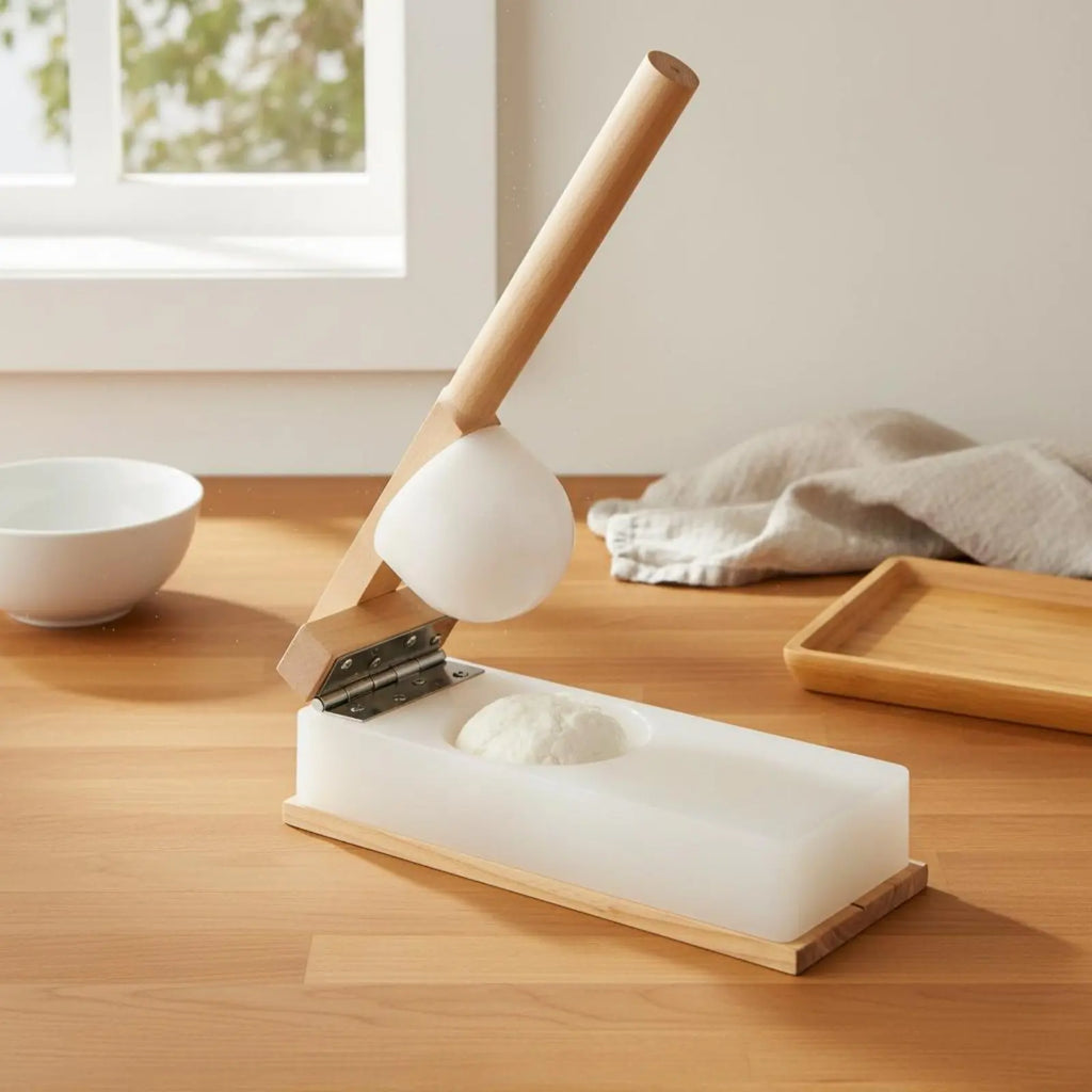 Rice Cake Press Handmade Wooden Paste Press Wooden Paste Flattener Small and Lightweight Dumpling Skin Form for Beginners