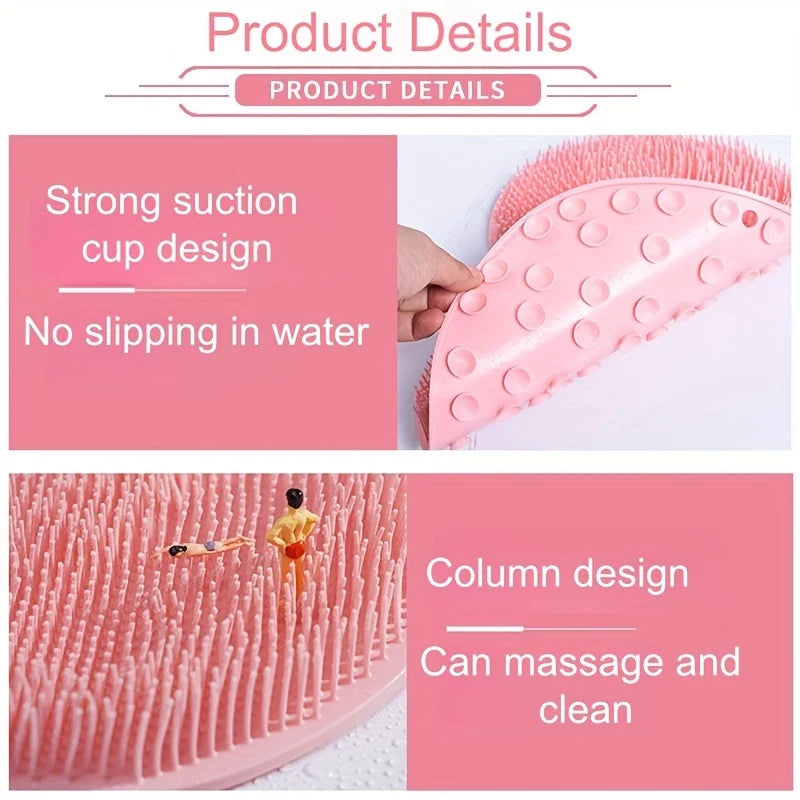 Multi-purpose Foot Wash Brush Silicone Bath Massage Mat Reusable Exfoliating Shower Back Brush Wall Mounted with Suction Cup