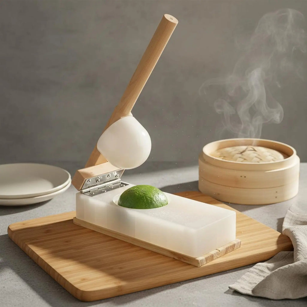 Rice Cake Press Handmade Wooden Paste Press Wooden Paste Flattener Small and Lightweight Dumpling Skin Form for Beginners