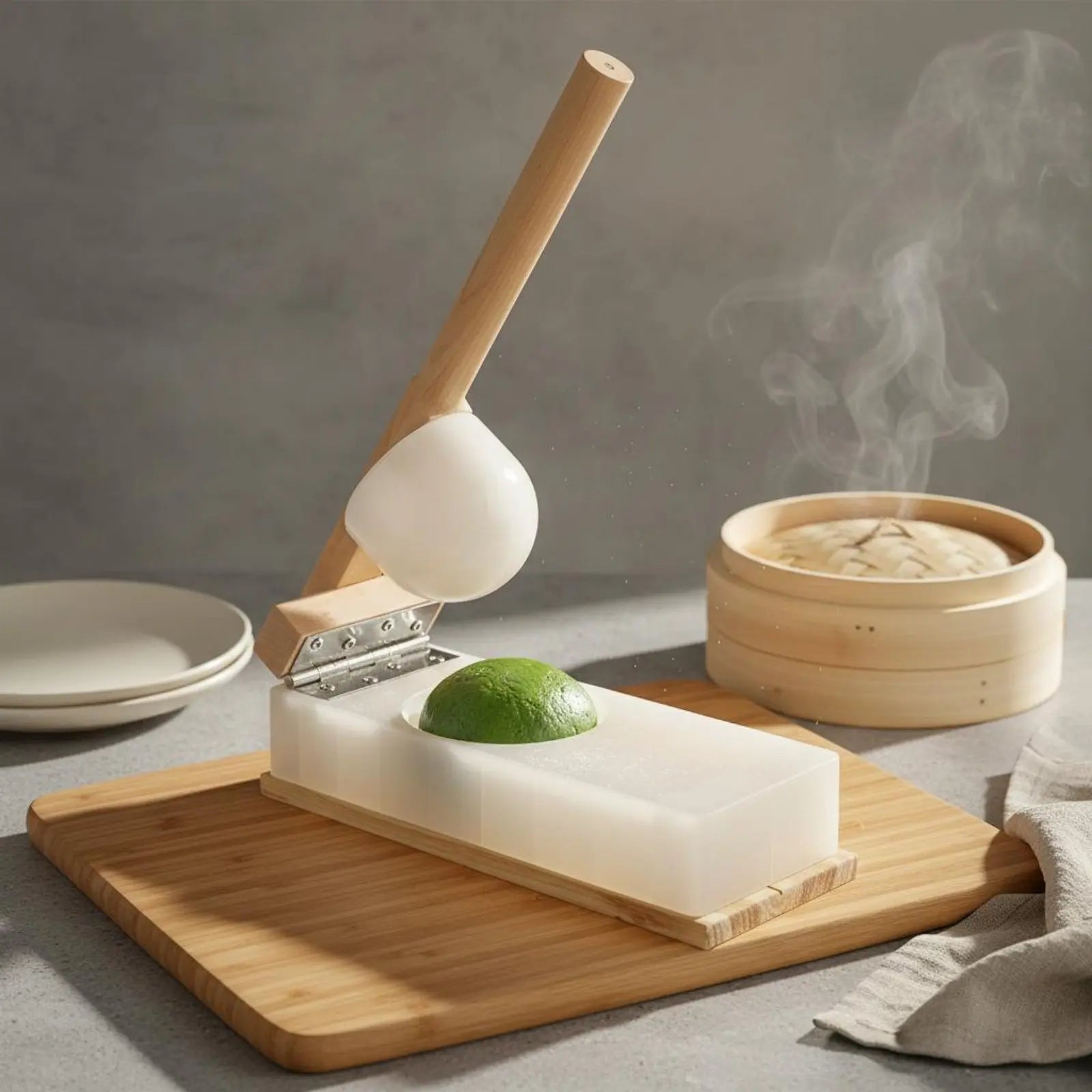 Rice Cake Press Handmade Wooden Paste Press Wooden Paste Flattener Small and Lightweight Dumpling Skin Form for Beginners