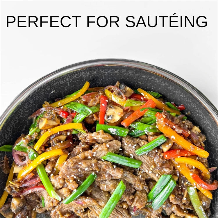 316 Stainless Steel Wok Pan Nonstick Honeycomb Wok Pan Large Deep Stir Frying Pan Skillet With Handle Induction Compatible JT560