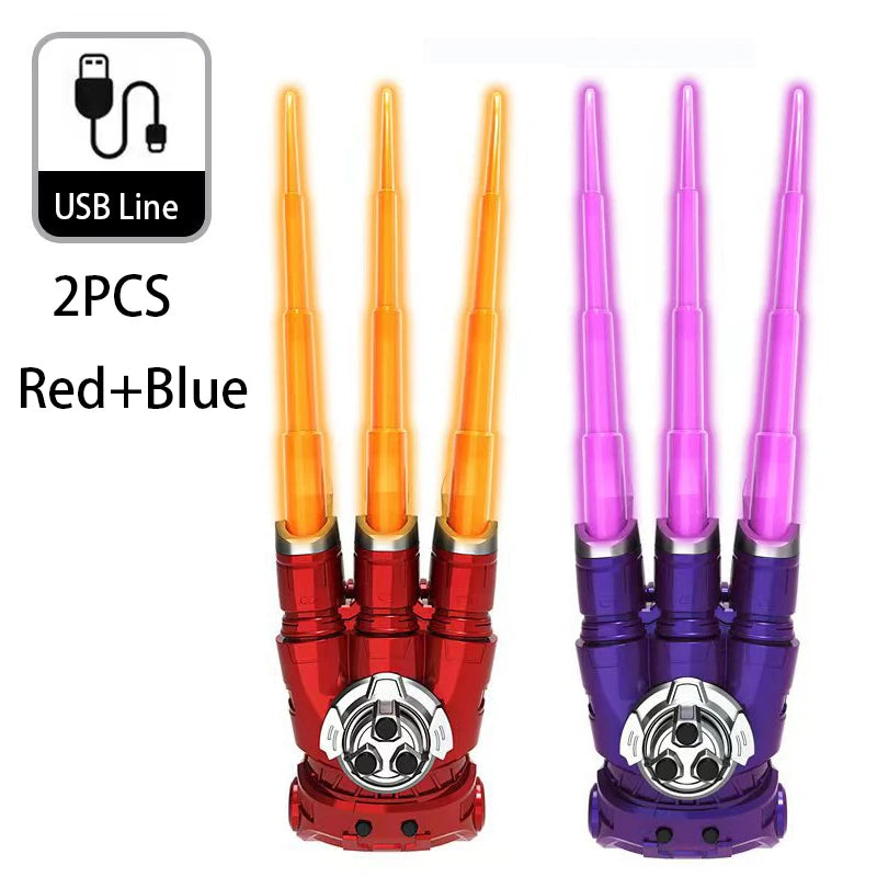 Outdoor Toy Bright Wolf Claw Cosplay Retractable Multi-Color Flash LED Light Claw Party Role Play Interactive Toy For Boy Adult