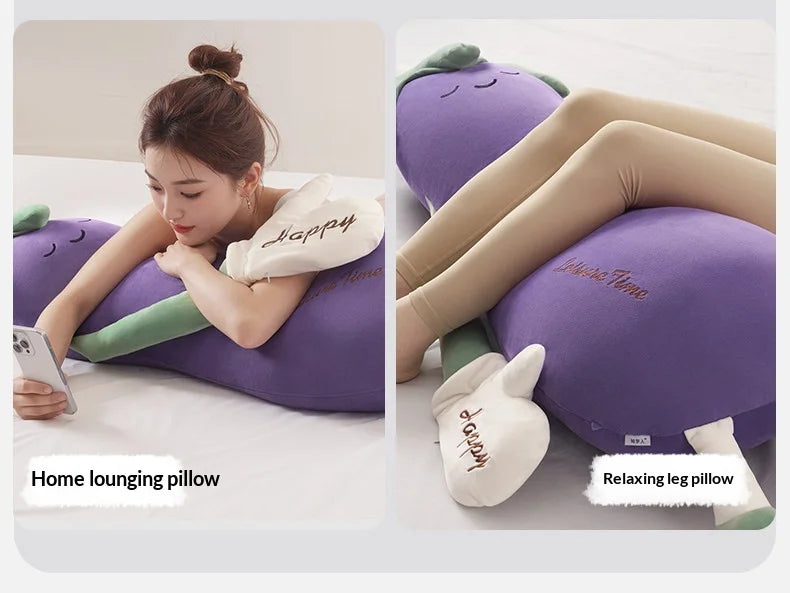 Zhimengren Eggplant Sleep Pillow Bluetooth Music Remote Control Adjustable Patting Plush Toy For Adults Pregnant Women Girls