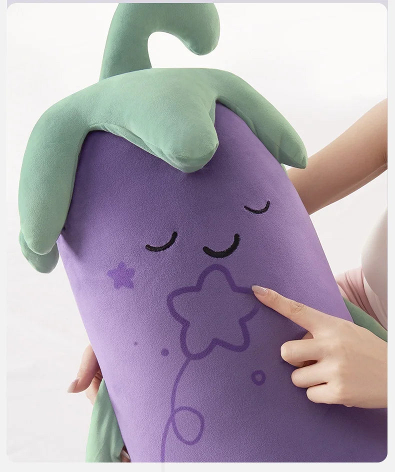 Zhimengren Eggplant Sleep Pillow Bluetooth Music Remote Control Adjustable Patting Plush Toy For Adults Pregnant Women Girls