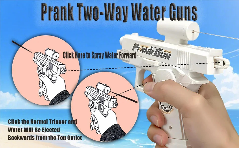 Creative Prank Double Sided Reverse Water Spray Gun Summer Trick Tactics Double Directional Water Spray Mini Fun Water Gun