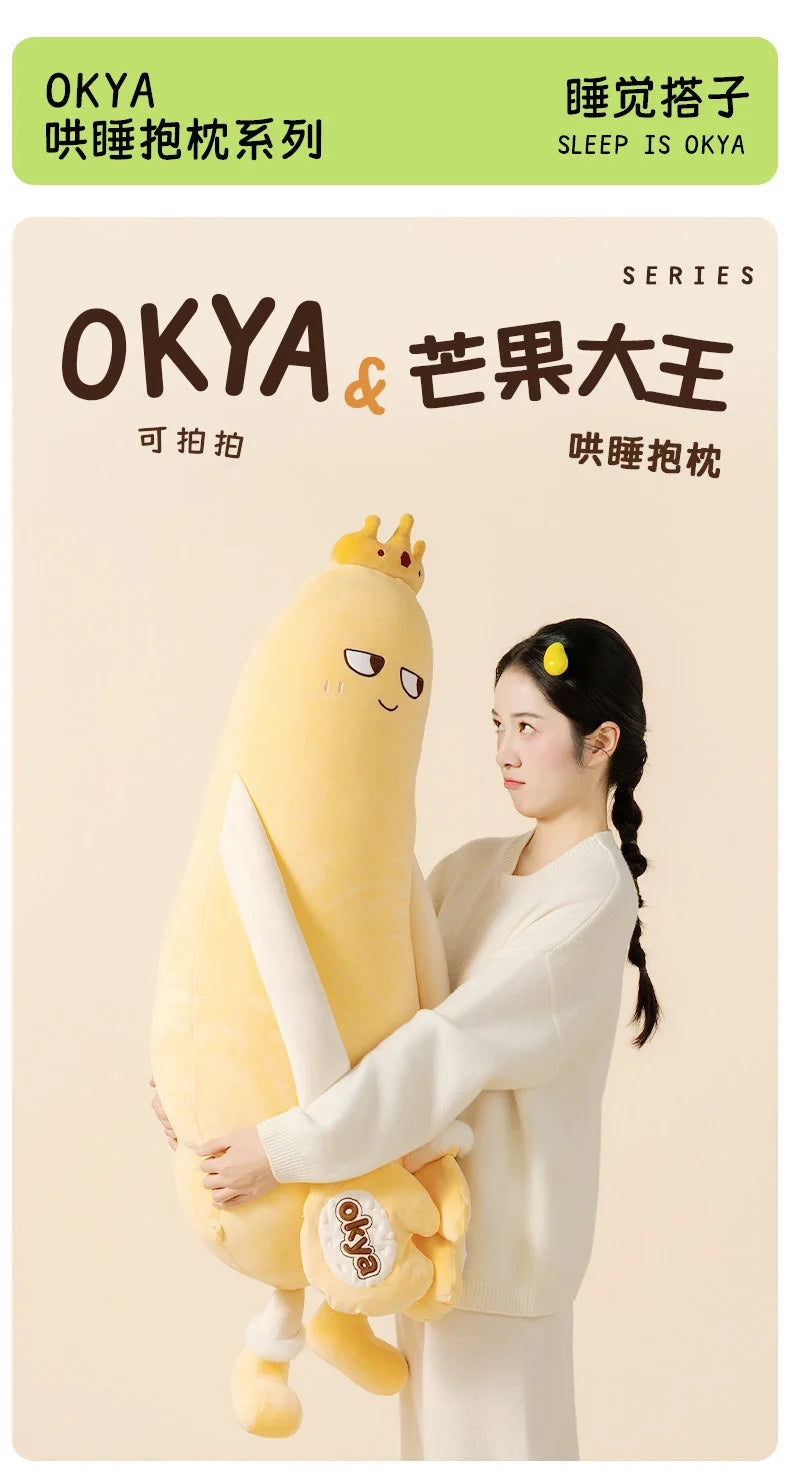 OKYA Mango King Sleeping Plush Patting Hugging Pillow Soothing Doll Squishy Tapping Plushie Birthday Gift for Girlfriend