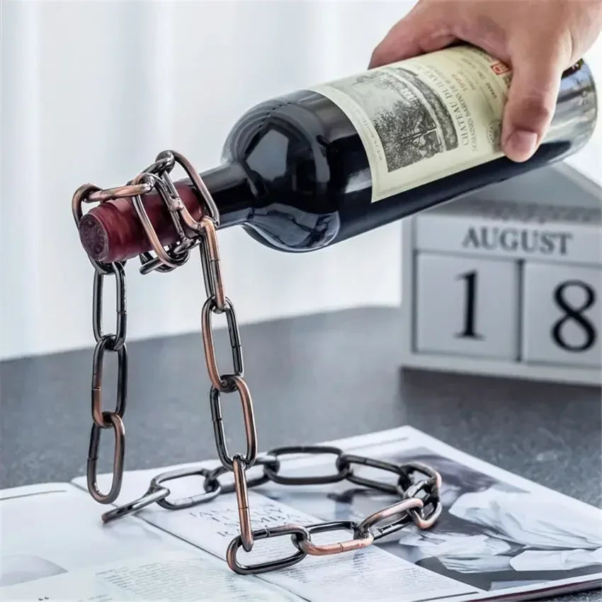 Kitchen Magical Suspension Iron Chain Wine Racks One Bottle Wine Display Racks Stand Holder Dining Room Cellar Bar Decoration