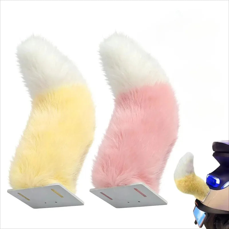 Remote Control Electric Wagging Fox Tail for Scooter Plush Faux Fur Car Rear Decoration Moving Animal Tail Accessory
