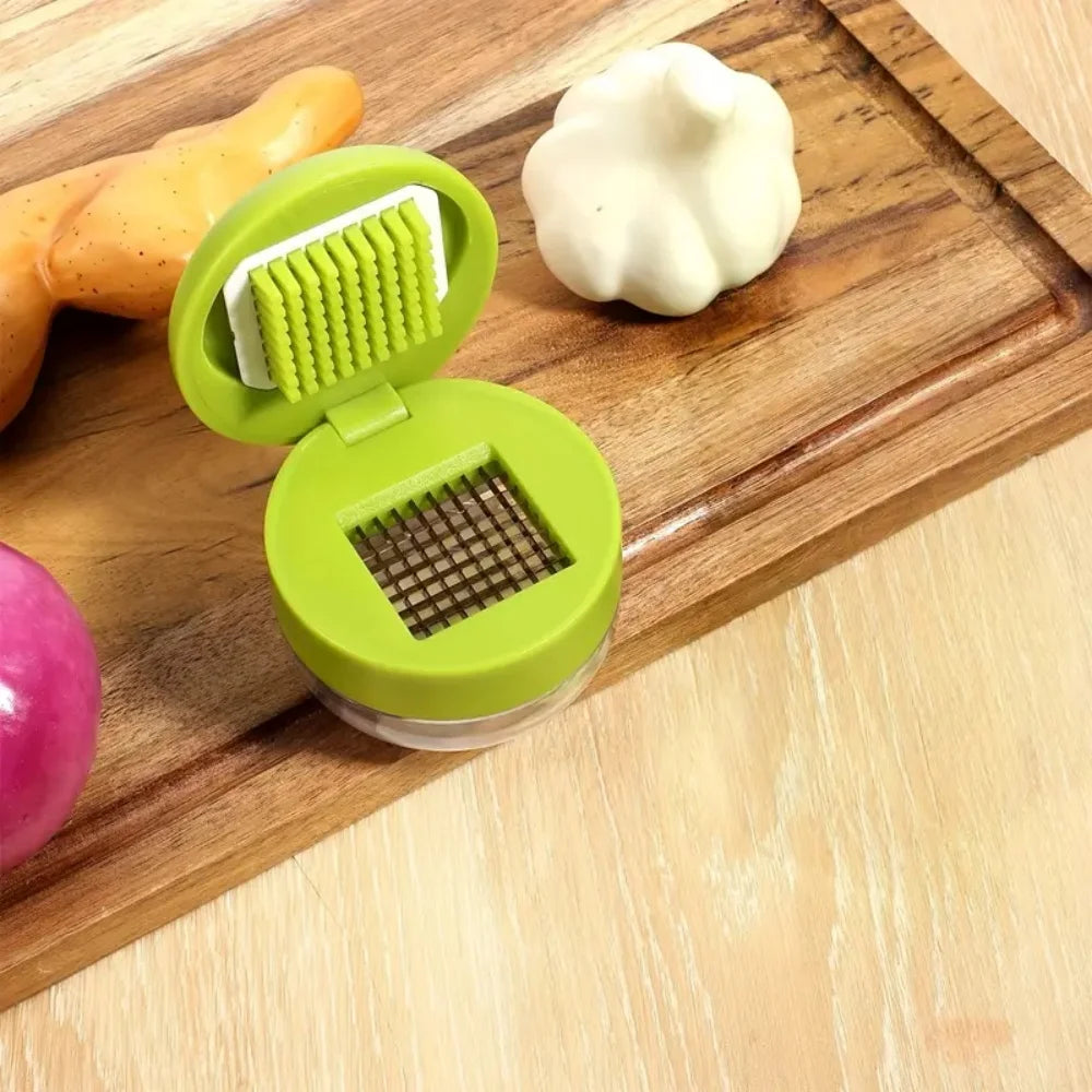 1pc Multifunctional Garlic Press Manual Mincer， ABS and Stainless Steel Garlic Slicer Handheld Ginger Masher with Storage Case