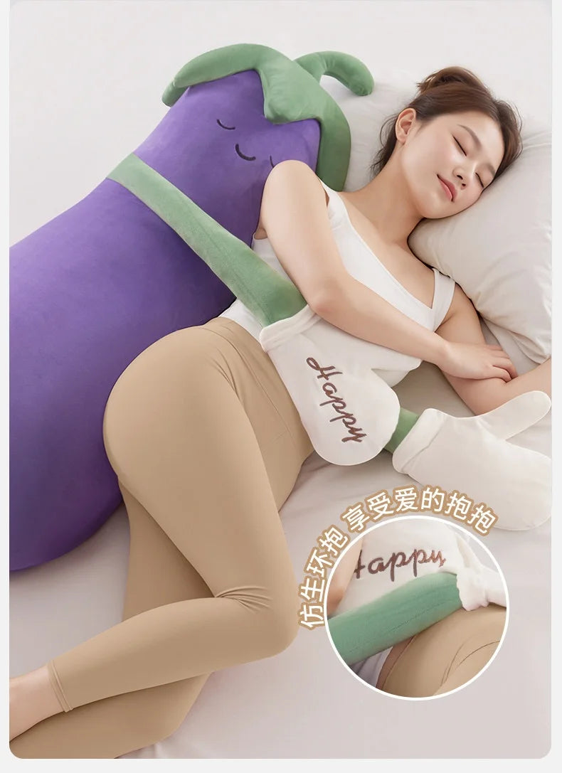 Zhimengren Eggplant Sleep Pillow Bluetooth Music Remote Control Adjustable Patting Plush Toy For Adults Pregnant Women Girls