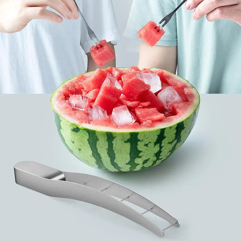 Watermelon Cutter Slicer Stainless Steel Watermelon Cube Cutter Safe Watermelon Fruit Knives Melon Cutter for Kitchen Gadget