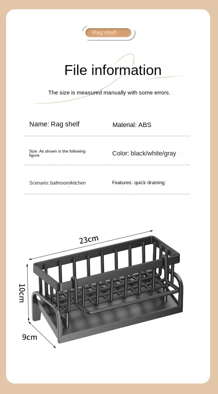 Kitchen Shelf Cleaning Cloth Storage Draining Rack Household Detergent Sponge Rack Water Sink Water Sink Water Sink Artifact