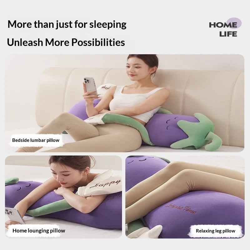 Zhimengren Eggplant Sleep Pillow Bluetooth Music Remote Control Adjustable Patting Plush Toy For Adults Pregnant Women Girls