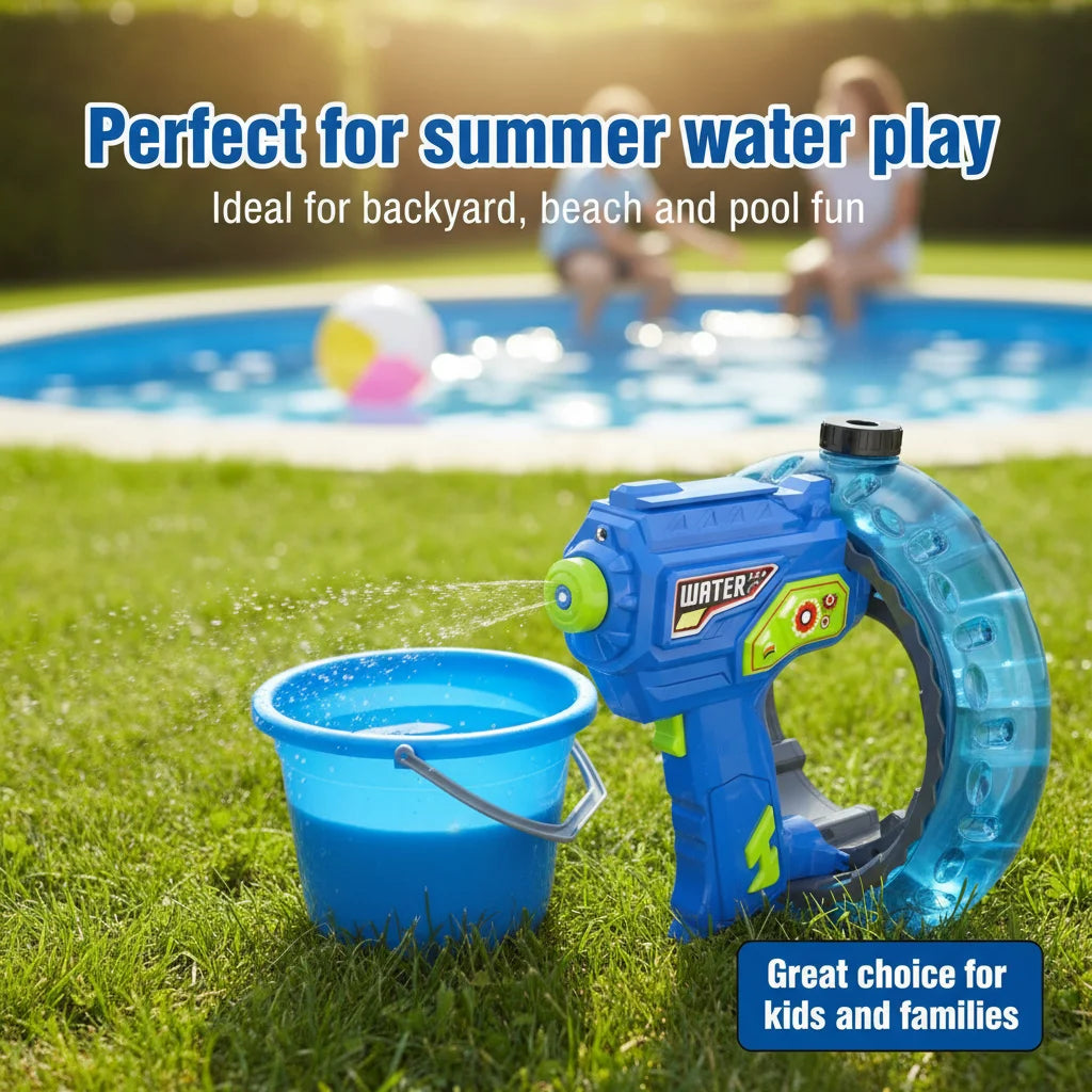 Electric Water Gun Space Concentrator Ring Handheld Cool Light Large Capacity High-speed Water Gun Toy Gifts for Summer Pool