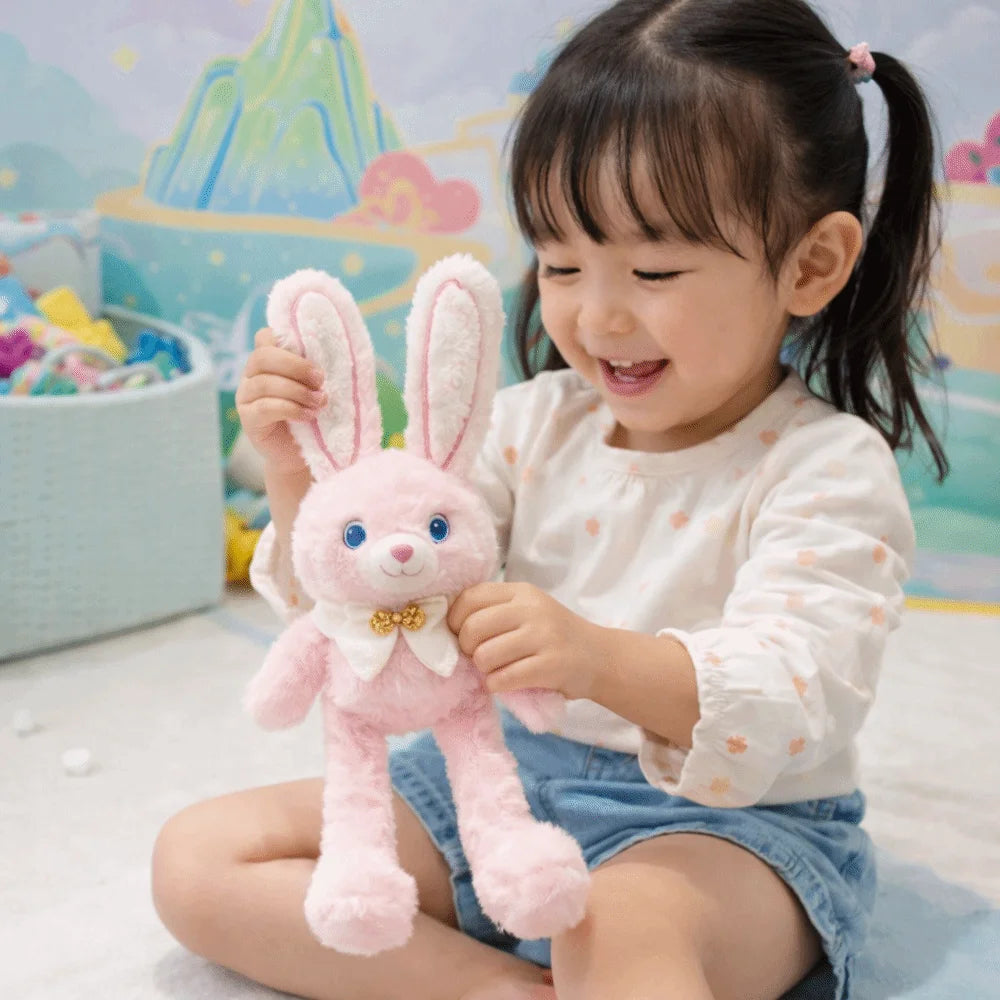 Soft Stuffed Stuffed Bunny Keychain 30cm Size Kawaii Style Ear Pulling Rabbit Creative Design Children Gits Schoolbag Pendant