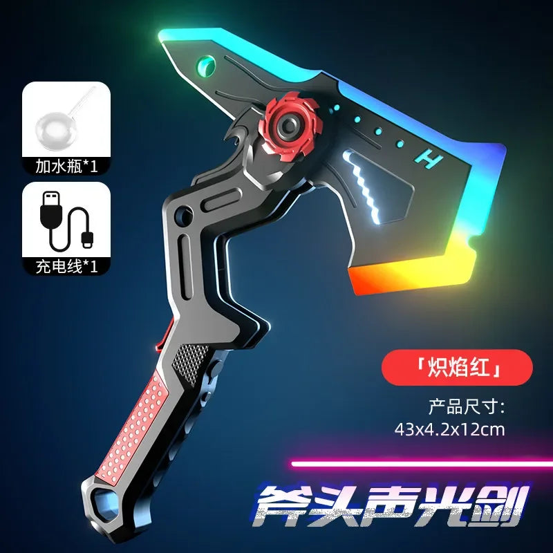 2-in-1 Transformable Battle Axe Toy LED Glowing with Vibration Sound Creative Cosplay Prop for Kids Boys Indoor Outdoor Game