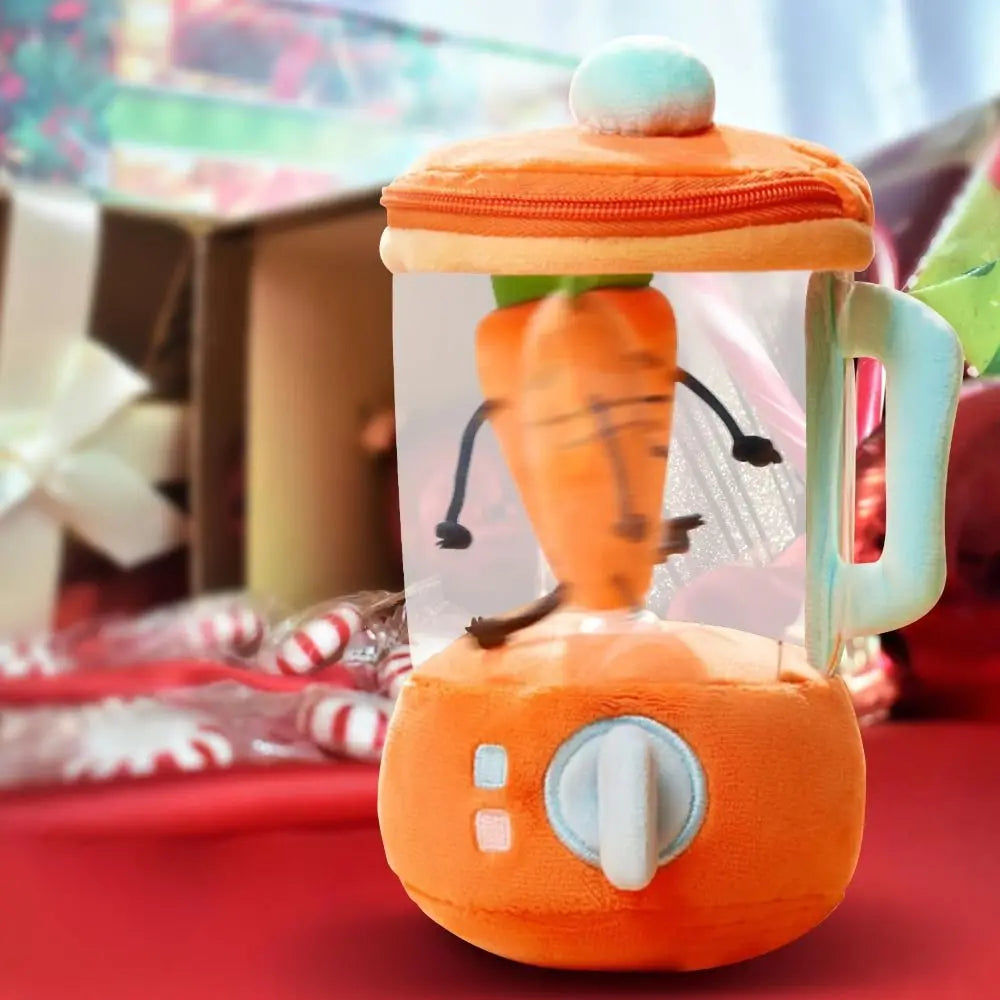 Cartoon Funny Carrot Juicer Plush Toy Drawstring Rotating Bag Pendants Stuffed Plush Toys Carrot/Flower Blender Toy