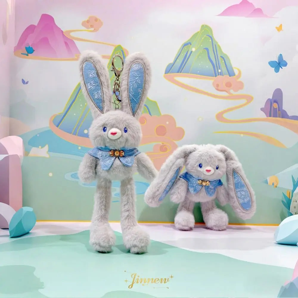 Soft Stuffed Stuffed Bunny Keychain 30cm Size Kawaii Style Ear Pulling Rabbit Creative Design Children Gits Schoolbag Pendant