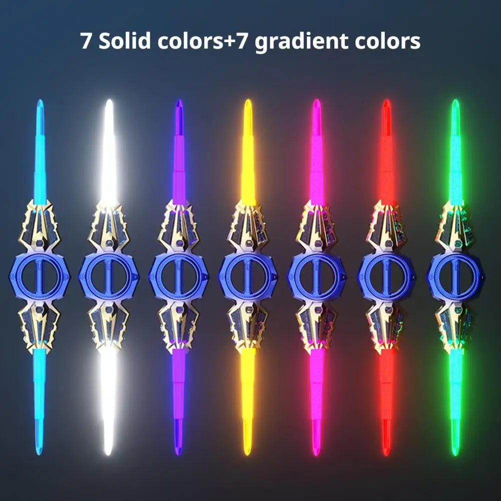 Light Up Sword Double-Edged Rotating Retractable Lightsaber Super Cool Toy USB Charging Birthday Gift