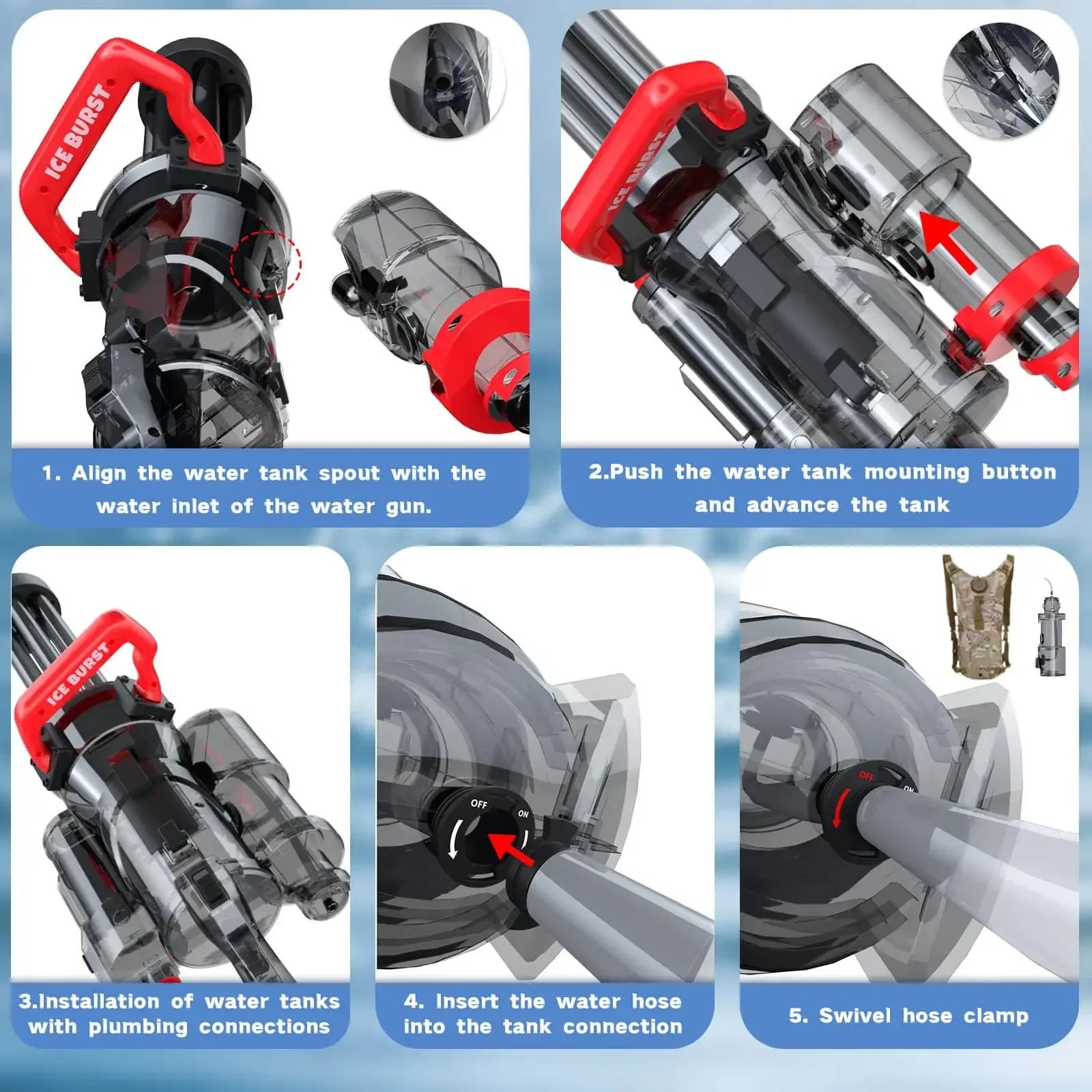 2024 Strongest Gatling Electric Water Gun Toy With Light Shooting Water Gun Summer Beach Pool Toys for Boy Adult Children Gifts