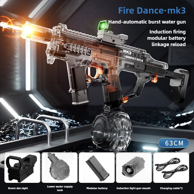 MK3 Simulation Shooting Flames Electric Water Gun Self Absorbent Water Automatic Continuous Water Guns Kids Summer Outdoor Toys
