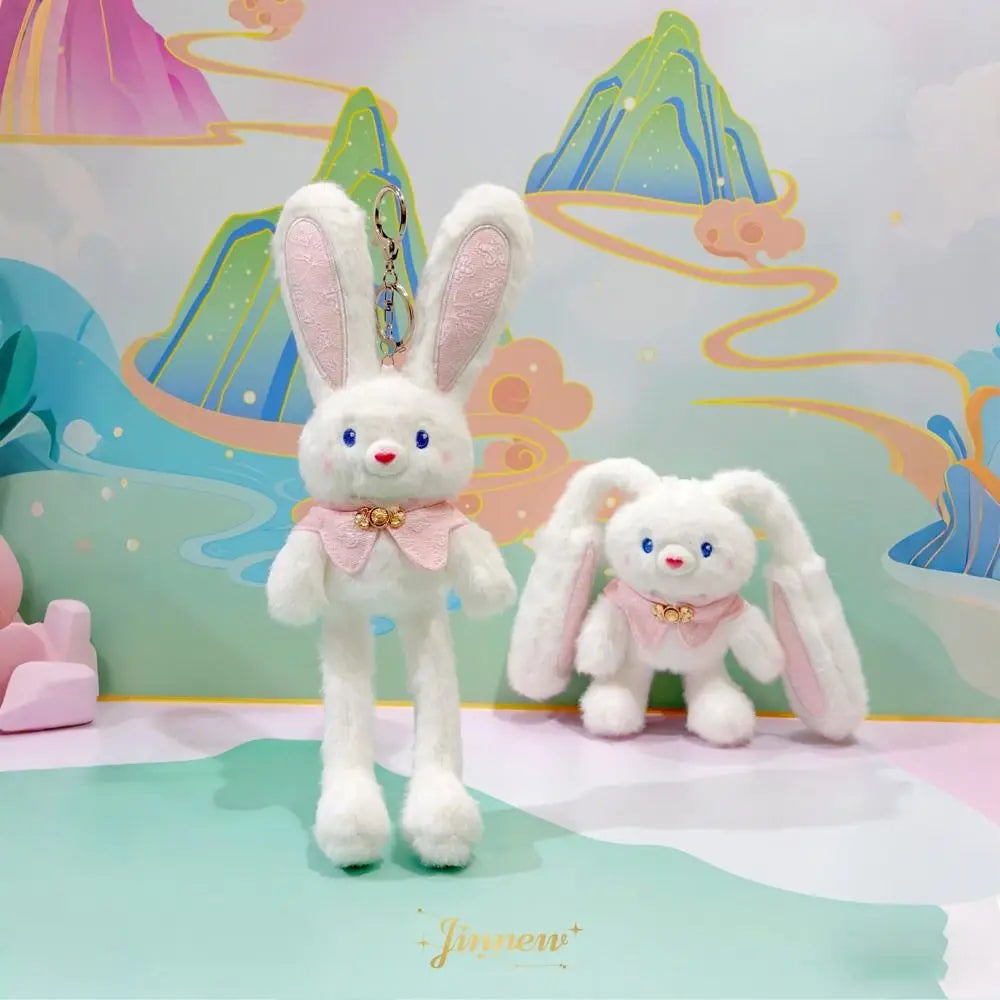 Soft Stuffed Stuffed Bunny Keychain 30cm Size Kawaii Style Ear Pulling Rabbit Creative Design Children Gits Schoolbag Pendant