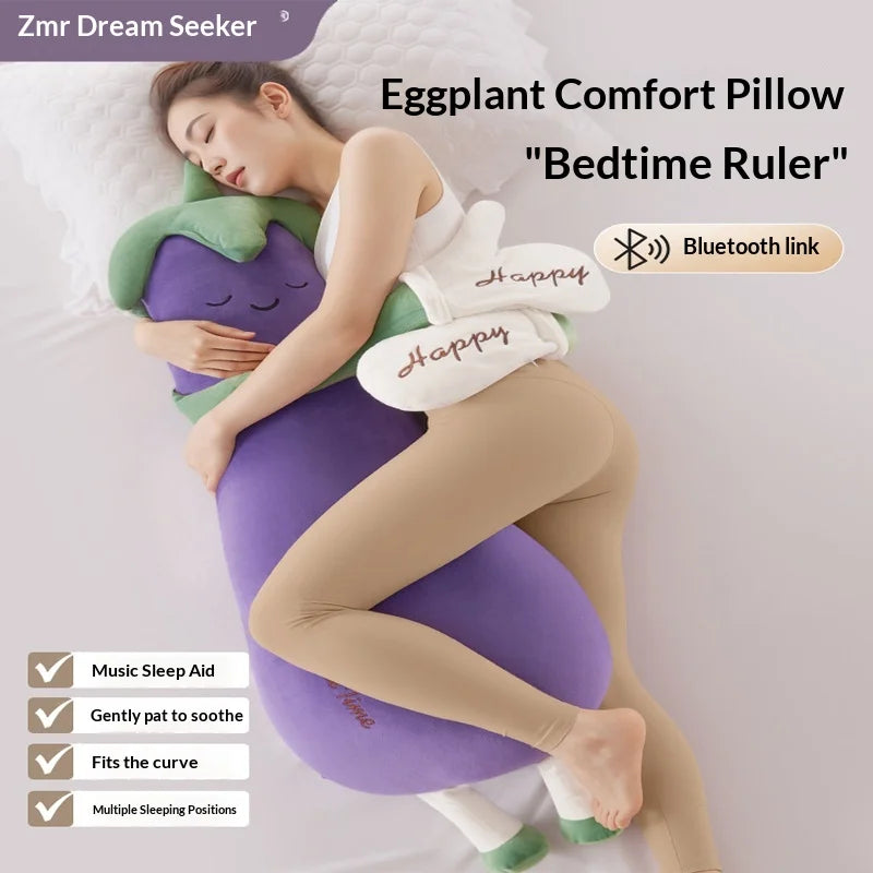 Zhimengren Eggplant Sleep Pillow Bluetooth Music Remote Control Adjustable Patting Plush Toy For Adults Pregnant Women Girls