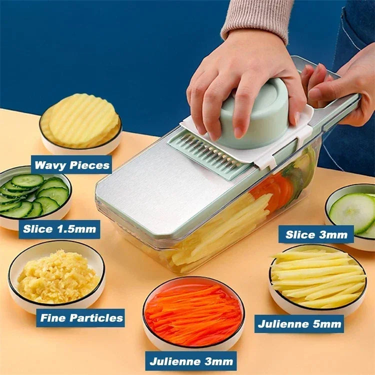 2026Popular 6 in 1 Veggie Slicer Mandoline with 6 Blades for Easy Slicing Julienne and Shredding Vegetables