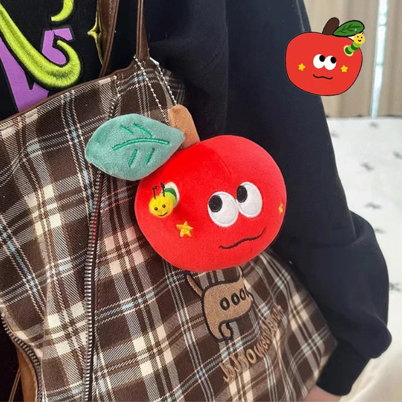 Plush Red Apple Keychains Pendant Surprise Apple  with Bug Holes Proposal Hide The Ring Couples Valentine's Day Surprise Gift