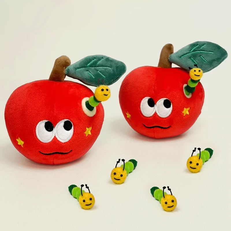 Plush Red Apple Keychains Pendant Surprise Apple  with Bug Holes Proposal Hide The Ring Couples Valentine's Day Surprise Gift