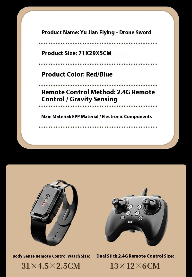 70cm Remote Flying Sword Drone,Rc Glider For Adults,3-Speed Stunt Hand Remote Controlled,Drop-Resistant Material,360° Stunt Flip
