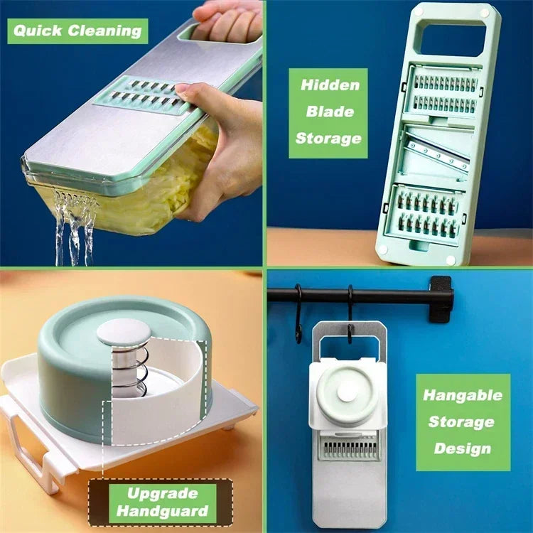 2026Popular 6 in 1 Veggie Slicer Mandoline with 6 Blades for Easy Slicing Julienne and Shredding Vegetables