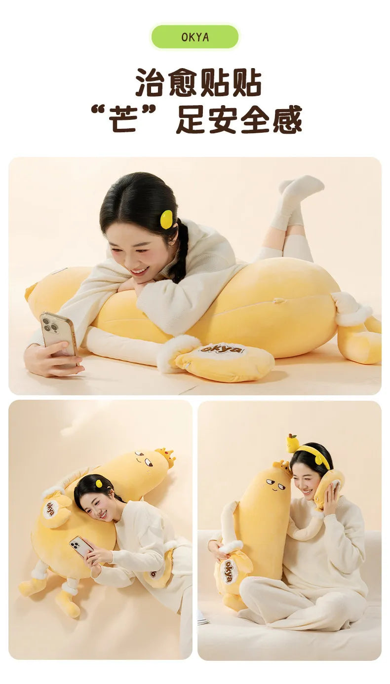 OKYA Mango King Sleeping Plush Patting Hugging Pillow Soothing Doll Squishy Tapping Plushie Birthday Gift for Girlfriend