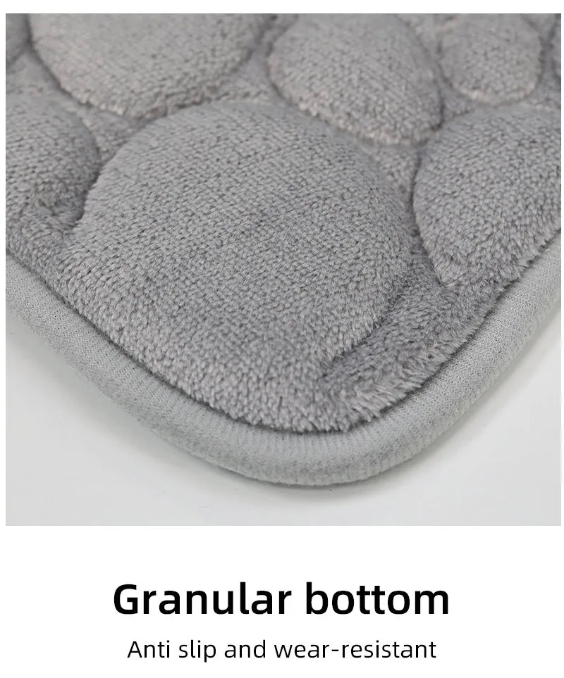 1 Set of Solid Color Simple Bathroom Water-absorbing and Non-slip Floor Mat Stone Pattern, Comfortable and Soft, Three-piece Set