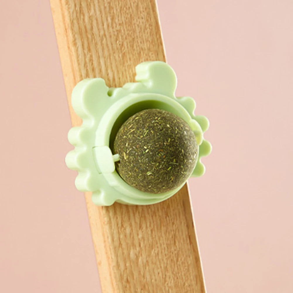 Crab Shaped Edible Toys Catnip Balls Treats Rotatable Indoor Cat Snack Ball Playing Healthy Stick On Roller Safe Pet Accessories