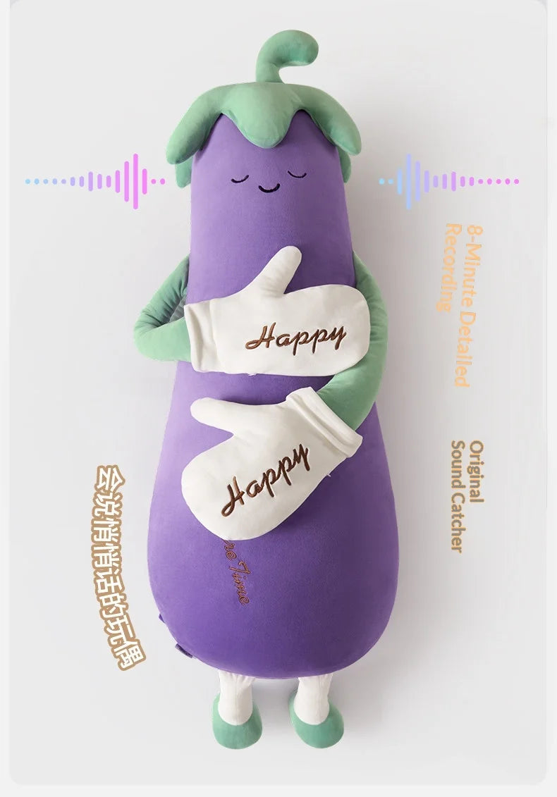 Zhimengren Eggplant Sleep Pillow Bluetooth Music Remote Control Adjustable Patting Plush Toy For Adults Pregnant Women Girls